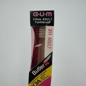 Butler GUM 311 Pink 3 Row Toothbrush Soft‎ Bristle Velvet Tip